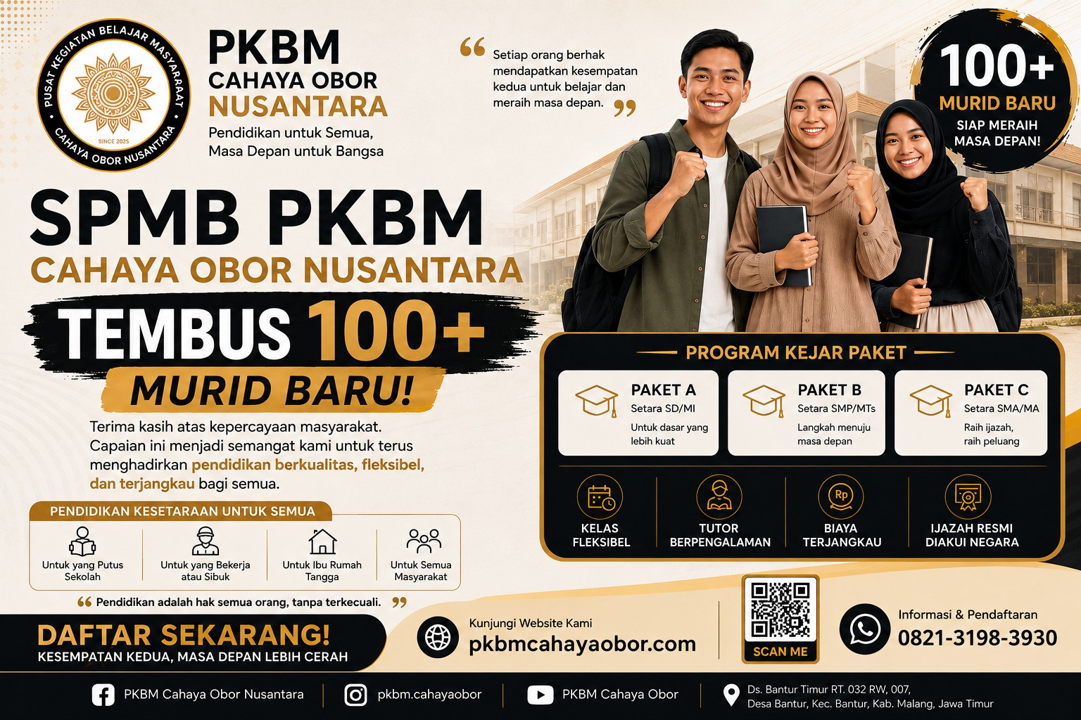 SPMB PKBM Cahaya Obor Nusantara Tembus 100+ Murid Baru: Bukti Pendidikan Kesetaraan Masih Sangat Dibutuhkan