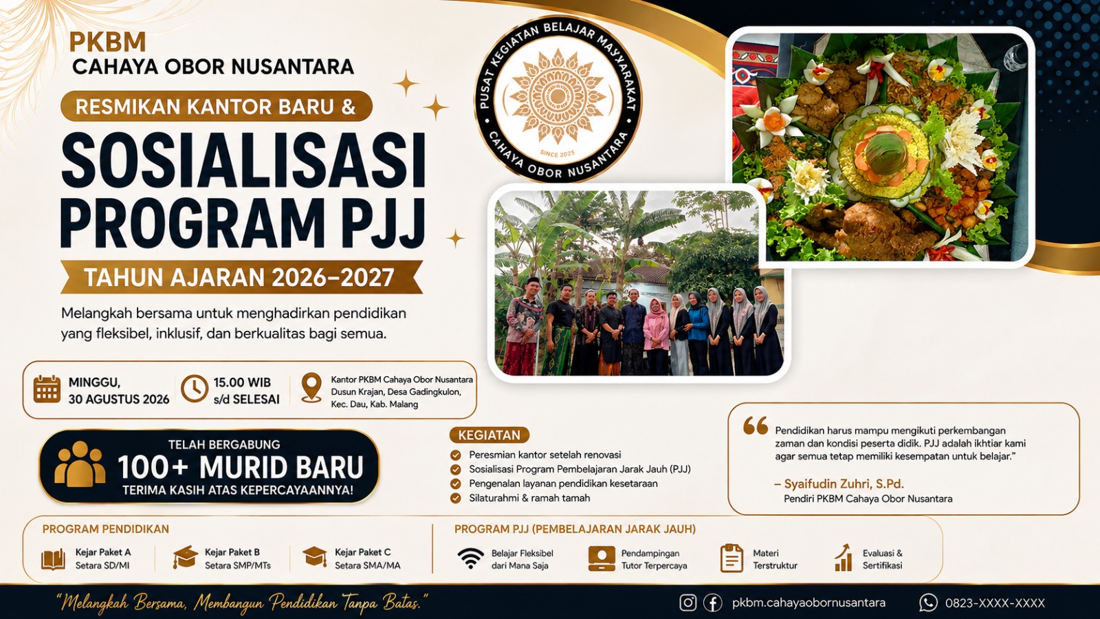 PKBM Cahaya Obor Nusantara Resmikan Kantor Baru dan Sosialisasikan Program PJJ Tahun Ajaran 2026–2027